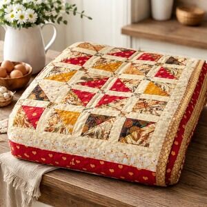 Handmade Farmhouse Patchwork Quilt 52x48 Chicken Chick Cottagecore Throw